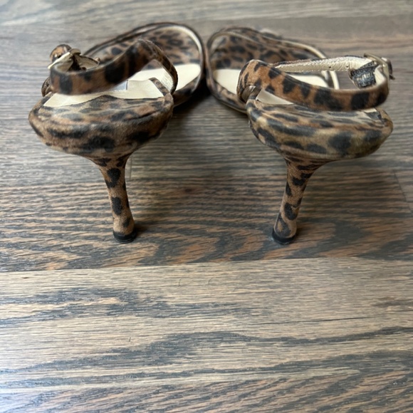Jimmy Choo Suede Leopard Print Slingback Sandals - Picture 4 of 7